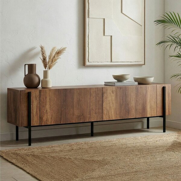 TV stolek v dekoru ořechu v tmavě přírodní barvě 180x45x30 cm Nexus – Kalune Design