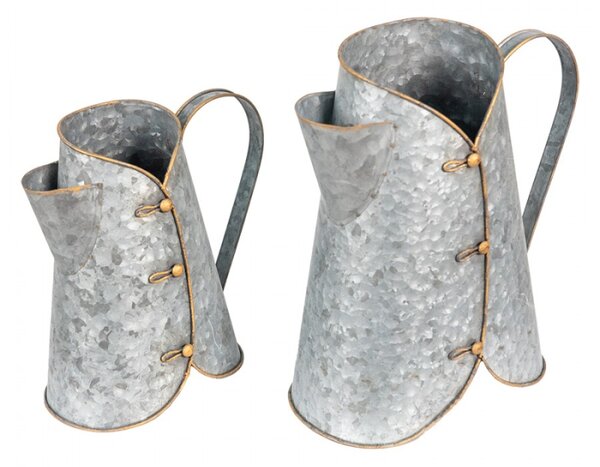 2ks dekorativní plechový džbán ve tvaru saka – 29x16x29 / 24x14x21 cm