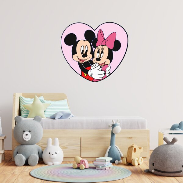 Samolepka na zeď "Mickey a Minnie v srdíčku"