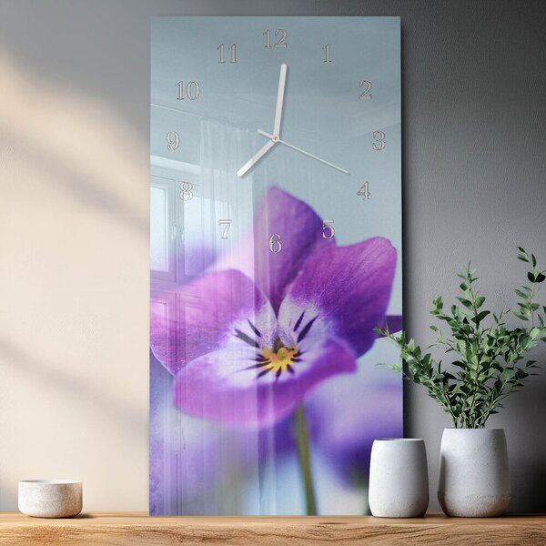 Skleněné hodiny vertikální Květ zsppb-30x60-00082061