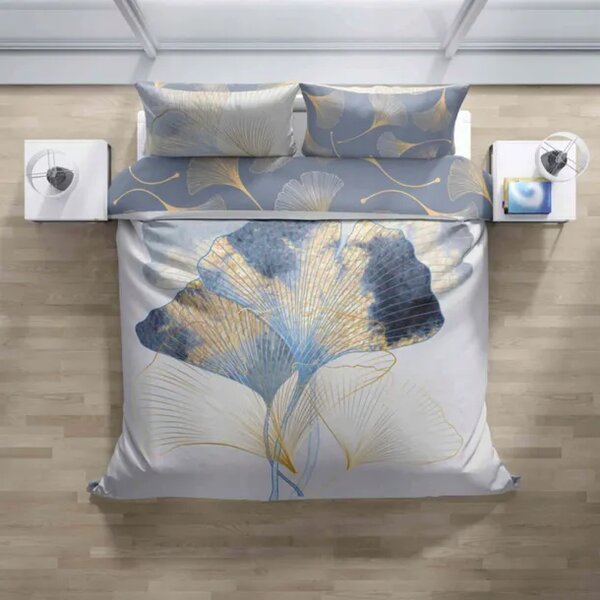 Faro Bavlněné saténové povlečení Nobile 011 140x200 cm + 70x90 cm šedé/modré