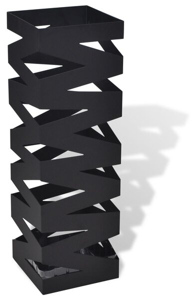 Černý hranatý stojan na deštníky a vycházkové hole - ocelový | 48,5 cm