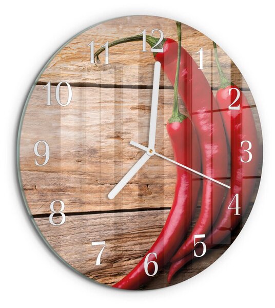 Skleněné hodiny na stěnu Chilli papričky zsob-fi30-00089424