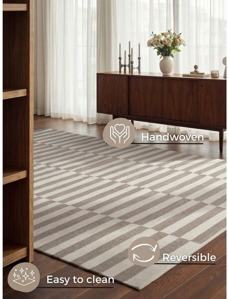 Bílý/šedý oboustranný/ručně tkaný vlněný koberec 200x300 cm Vika – Hanse Home