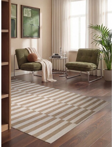 Bílý/světle hnědý oboustranný/ručně tkaný vlněný koberec 120x180 cm Vika – Hanse Home