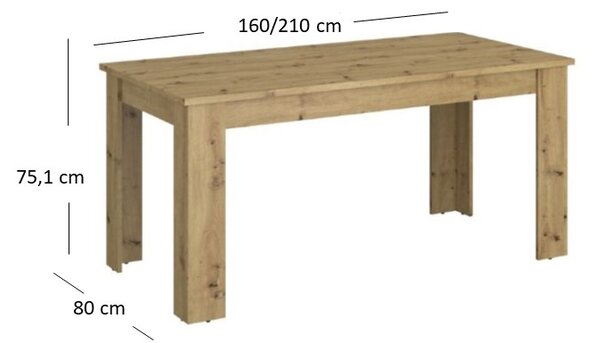 Rozkládací jídelní stůl Andra (dub artisan) (pro 6 až 8 osob)