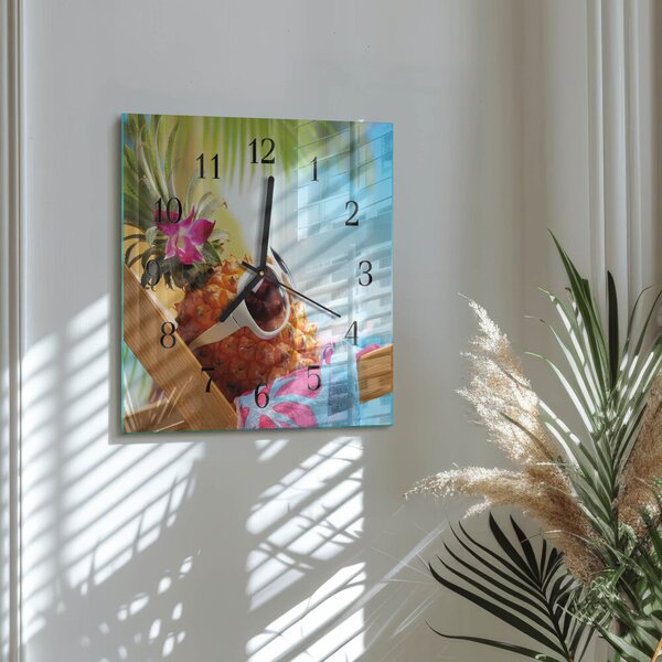 Skleněné hodiny na stěnu Ananas zskc-30x30-00179608