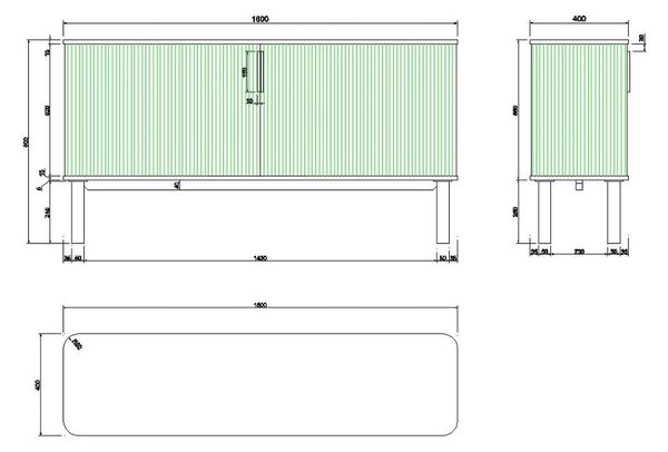 Nízká komoda v dekoru dubu s posuvnými dveřmi v přírodní barvě 160x80 cm Langley – Actona