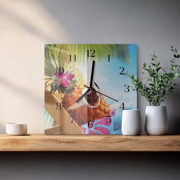 Skleněné hodiny na stěnu Ananas zskc-30x30-00179608