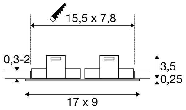 LA 1008008 NEW TRIA® 155 podhledový kroužek, D: 17 Š: 9 V: 4 cm, dvousvítidlo, IP 20, bílá barva - BIG WHITE (SLV)