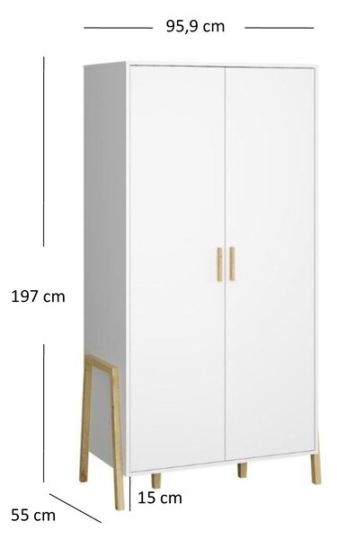 Šatní skříň Berry (bílá). Akce -24%