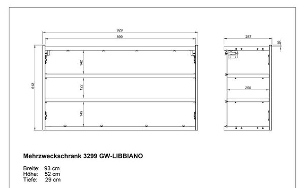 Krémová závěsná skříňka v dekoru dubu 93x52x29 cm Libbiano – Germania