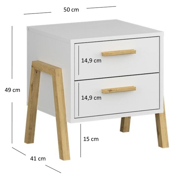 Noční stolek Berry (bílá). Akce -20%