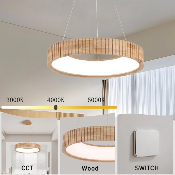 Brilagi - LED Lustr na lanku FALCON WOOD MODERN LED/30W/230V pr. 45 cm dřevo