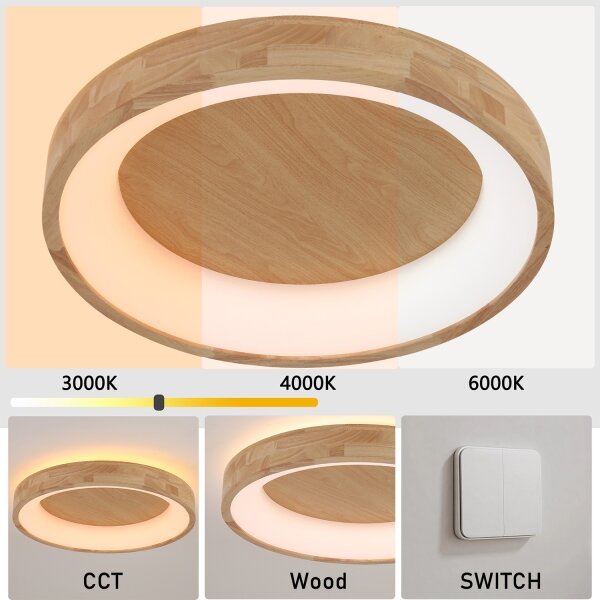 Brilagi-LED Strop. svítidlo FALCON WOOD LED/40W/230V 3000/4000/6000K 60 cm dřevo