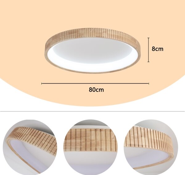 Brilagi - LED Stropní svítidlo FALCON WOOD MODERN LED/60W/230V pr. 80 cm dřevo