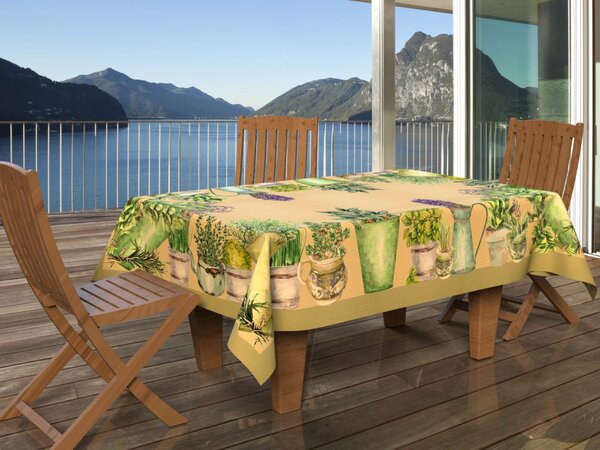 Gipetex Natural Dream Bavlněný ubrus s 3D tiskem Herbs - 150x180 cm