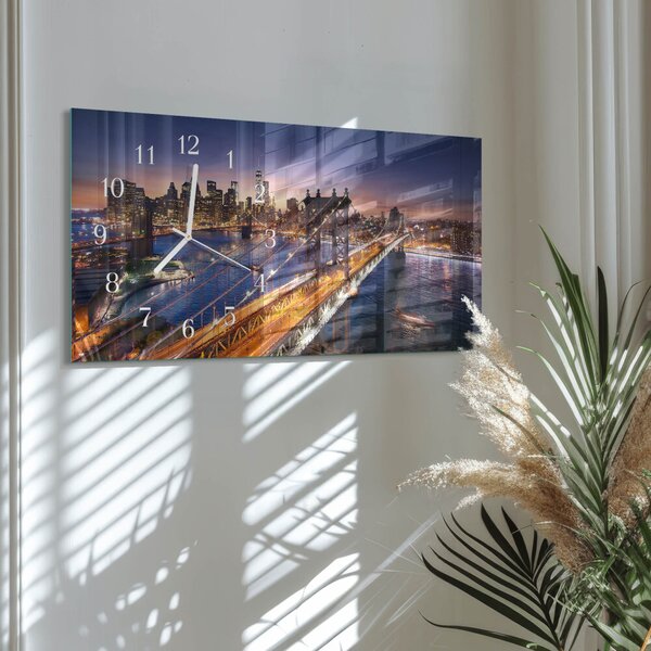 Skleněné hodiny horizontální New York zsppb-60x30-00295285