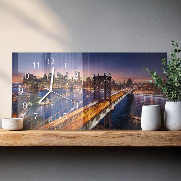 Skleněné hodiny horizontální New York zsppb-60x30-00295285