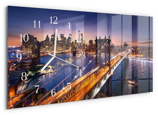 Skleněné hodiny horizontální New York zsppb-60x30-00295285