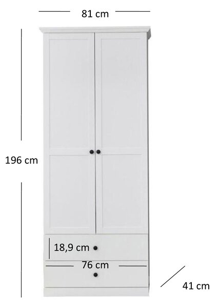 Šatní skříň Brendon (bílá). Akce -21%