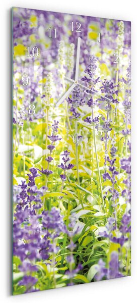 Skleněné hodiny vertikální Levandule zsppb-30x60-00083587