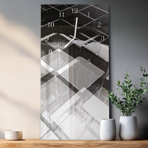 Skleněné hodiny vertikální Skleněná kostka zsppb-30x60-00079235
