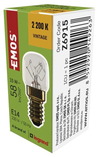 Žárovka do trouby Z6915 E14, 15W, teplá bílá