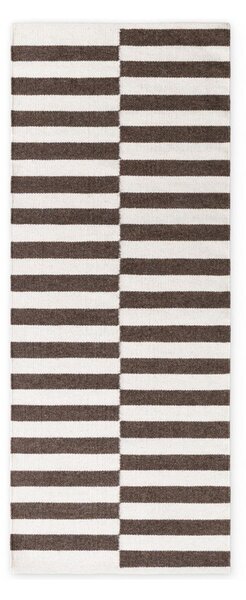 Bílý/hnědý oboustranný/ručně tkaný vlněný běhoun 80x200 cm Vika – Hanse Home