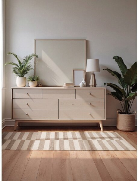 Bílý/světle hnědý oboustranný/ručně tkaný vlněný koberec 80x150 cm Vika – Hanse Home