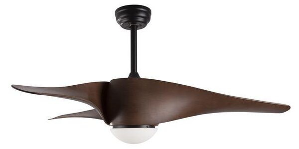 Nova Luce Stropní ventilátor se světlem BREEZE tělo z oceli matná černá a sklo 3ABS dřevěné listy LED 18W 3000K