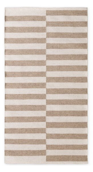 Bílý/světle hnědý oboustranný/ručně tkaný vlněný koberec 80x150 cm Vika – Hanse Home
