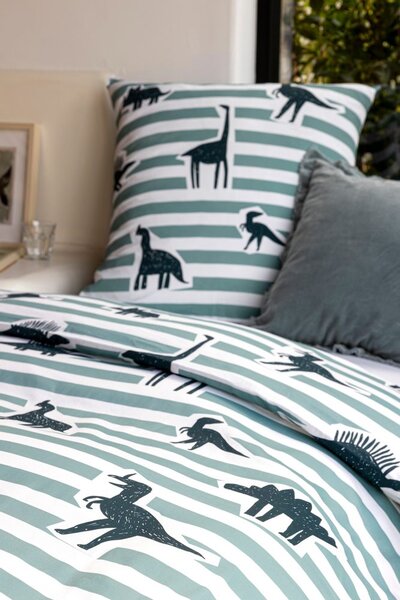 Mistral Home dětské povlečení 100% bavlna Dino Stripe 140x200/70x90cm