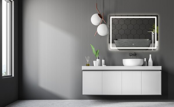 Tutumi Obdelníkové zrcadlo 80x60 cm s regulovatelným LED osvětlením HOM-02829