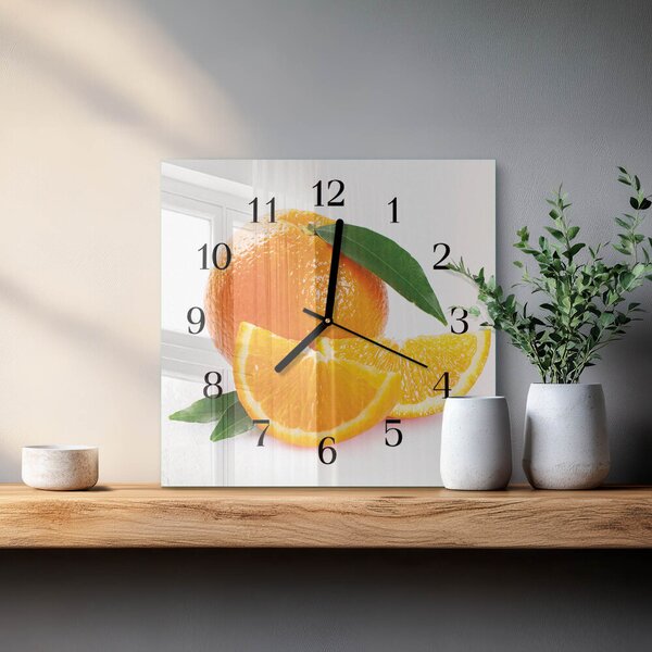 Skleněné hodiny na stěnu Pomeranče zskc-30x30-00178543