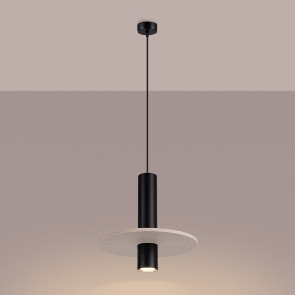 Sollux SL.1882 - Lustr na lanku PELTA 1xGU10/10W/230V černá/krémová
