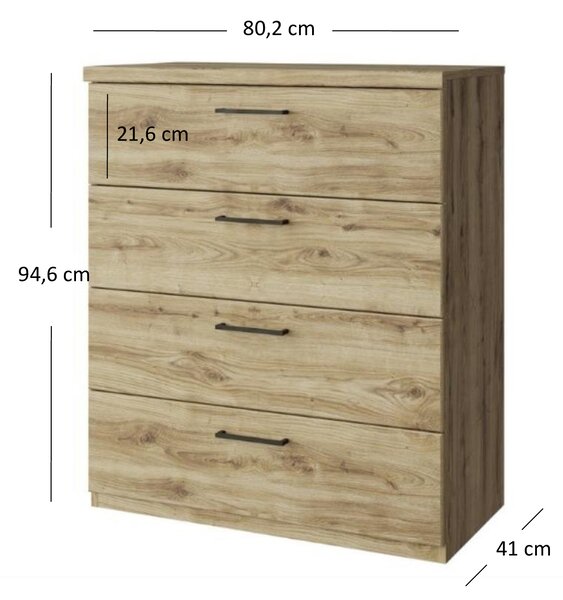 Komoda Deloris 4S (dub navarra). Akce -24%