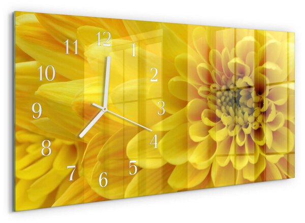 Skleněné hodiny horizontální Chryzantéma zsppb-60x30-00295236