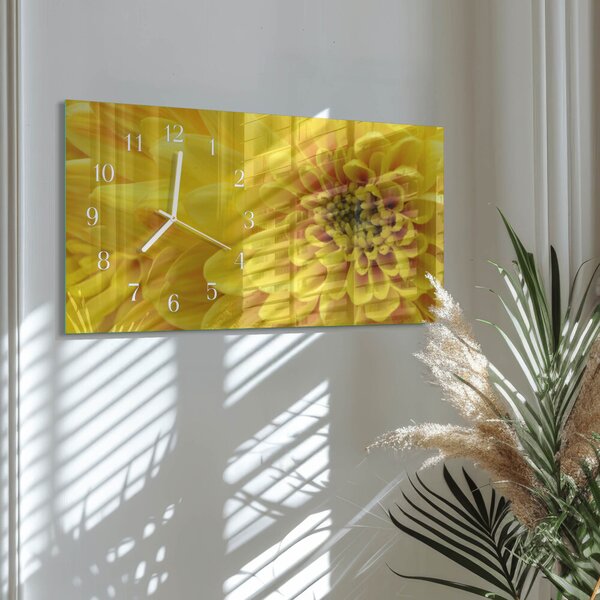 Skleněné hodiny horizontální Chryzantéma zsppb-60x30-00295236