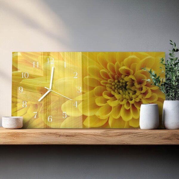 Skleněné hodiny horizontální Chryzantéma zsppb-60x30-00295236