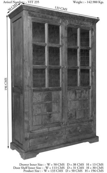 CAMBRIDGE HONEY Vitrína 196x134 cm, akácie