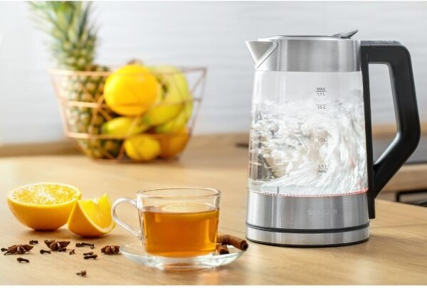 Sencor - Rychlovarná konvice s termoregulací 1,7 l 2200W/230V matný chrom/černá