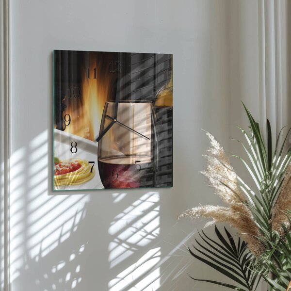 Skleněné hodiny na stěnu Špagety zskc-30x30-00178039