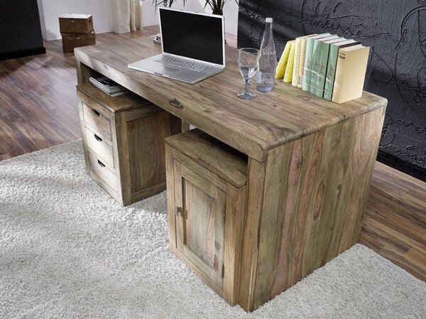 GREY WOOD Kontejner na kolečkách 60x45 cm, masivní indický palisandr