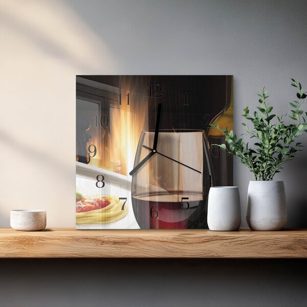 Skleněné hodiny na stěnu Špagety zskc-30x30-00178039