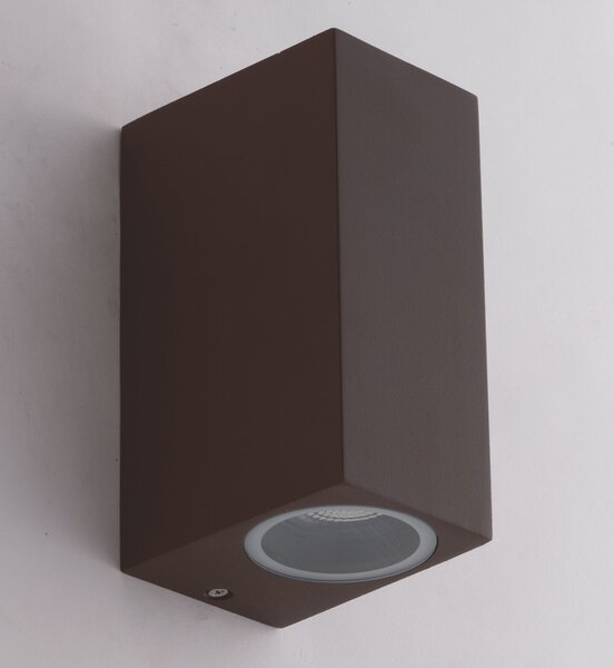 FAN I-QUBO-AP2 BRO Venkovní nástěnné svítidlo Qubo kortenové, 2xGU10, IP54, 15,1 x 9,3 x 6,7 cm - FANEUROPE