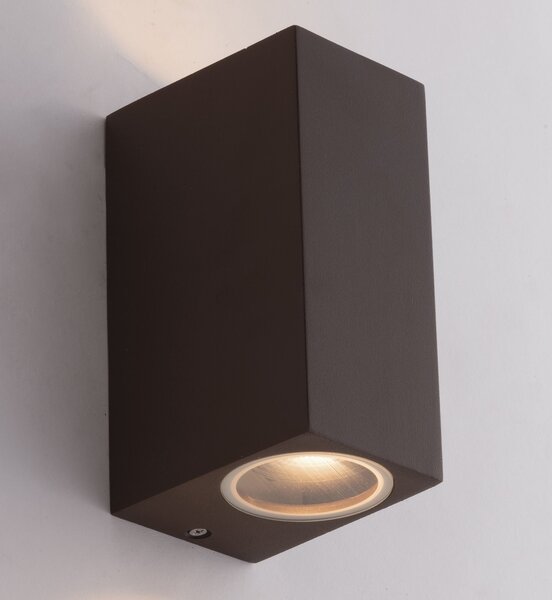 FAN I-QUBO-AP2 BRO Venkovní nástěnné svítidlo Qubo kortenové, 2xGU10, IP54, 15,1 x 9,3 x 6,7 cm - FANEUROPE