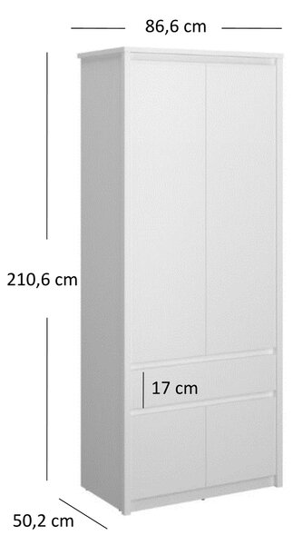 Šatní skříň Ethan 4D1S (bílá). Akce -24%