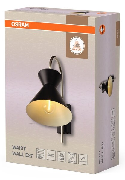 Nástěnné svítidlo Waist, 1x E27, Černé