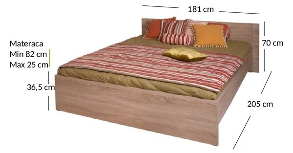 Manželská postel 160 cm Gwenn (dub sonoma) (bez roštu a matrace)